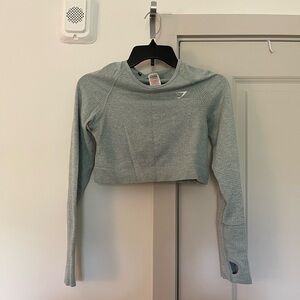 Gymshark Women's Vital Seamless Long Sleeve Crop Top Light Green Marl